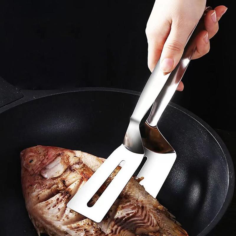 Edelstahl Bratwender Clip Grillzange Bratsteak Gebratener Fisch Pfannenwender Zange Antihaft Grillen Camping BBQ Werkzeug