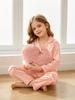 Kinder einfarbige Pyjama-Sommer-Langarm-Cardigan-Set Mädchen mittleren Alters und ältere Kinder Baby Freizeit Eis Seide Kühl Loungewear