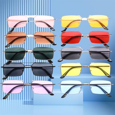 Fashion Retro Rectangle Sunglasses for Female and Male Vintage Fashion Metal Framesd UV 400 Protection Lens Sun Spectacles
