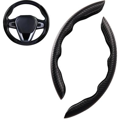 2pcs Steering Wheel Cover Carbon Fiber Color Anti Slip Wear Resistant Stylish Steering Wheel Grip
