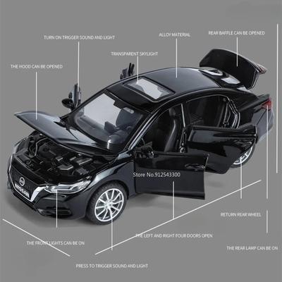 1:32 Scale X-Trail Police Car SYLPHY Model Toy Alloy Diecast Doors Opened Pull Back Vehicle Models Sound Light Gifts for Boys