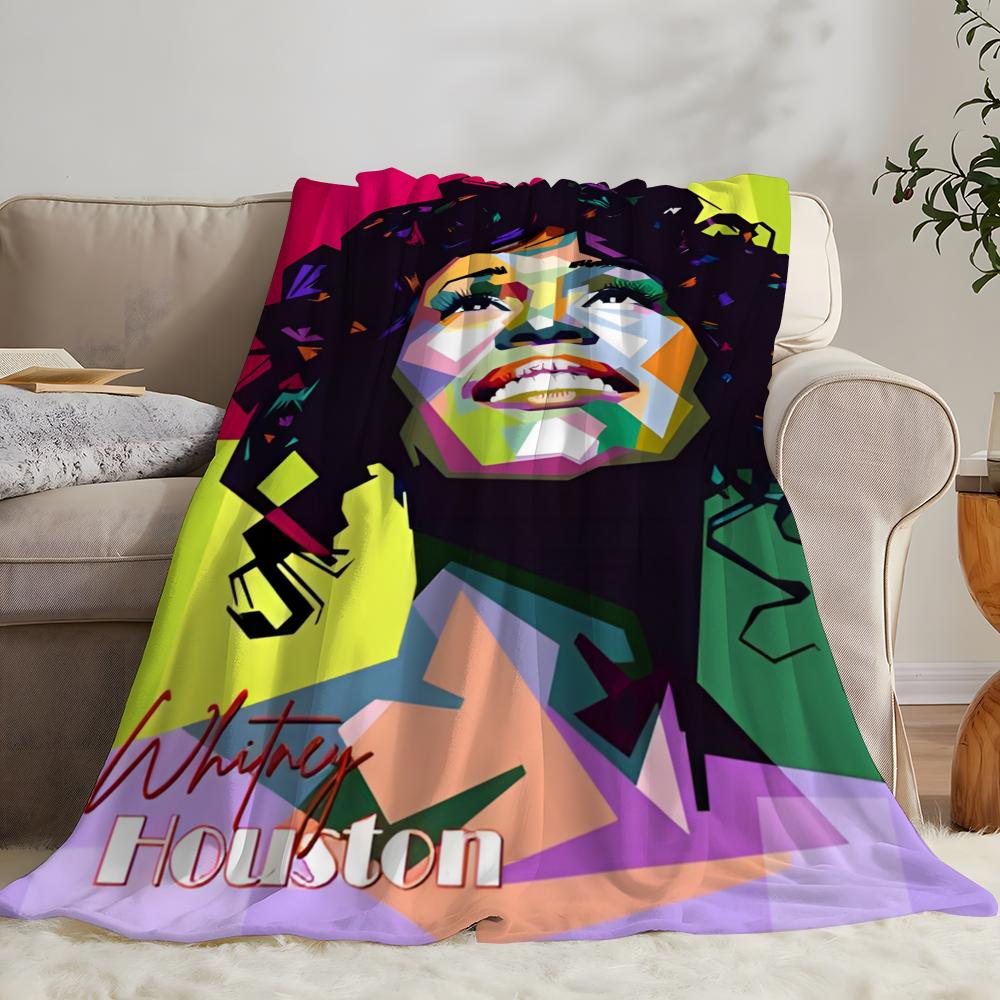 Whitney Houston Throw Flannel Throw Blanket: Soft Kid-Friendly Warm Anti-Static All Season Washable Couch Bed Home
