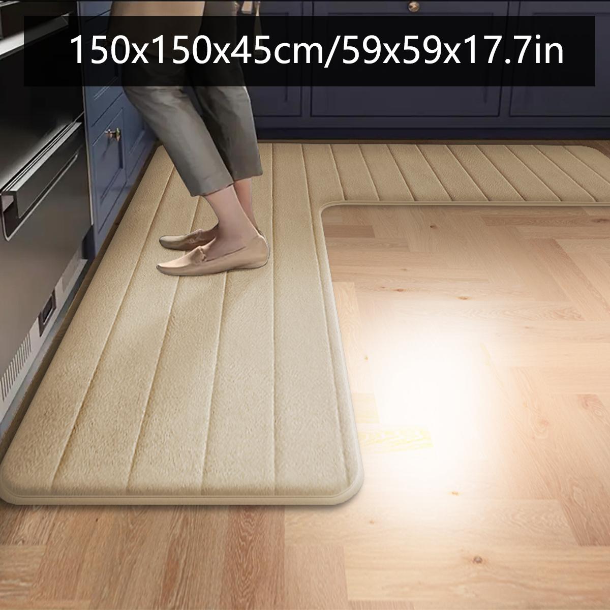 

Однотонный длинный коврик для пола на кухню L-образной формы из фланели, впитывающий коврик для пола для ресторана, бытовой нескользящий коврик для туалета, придверный коврик