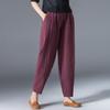 Damen Frühlings-Baumwoll-Leinen High Waist Schlankmachende Haremshose - Locker, Vielseitig, Große Größen Cropped Karottenstil