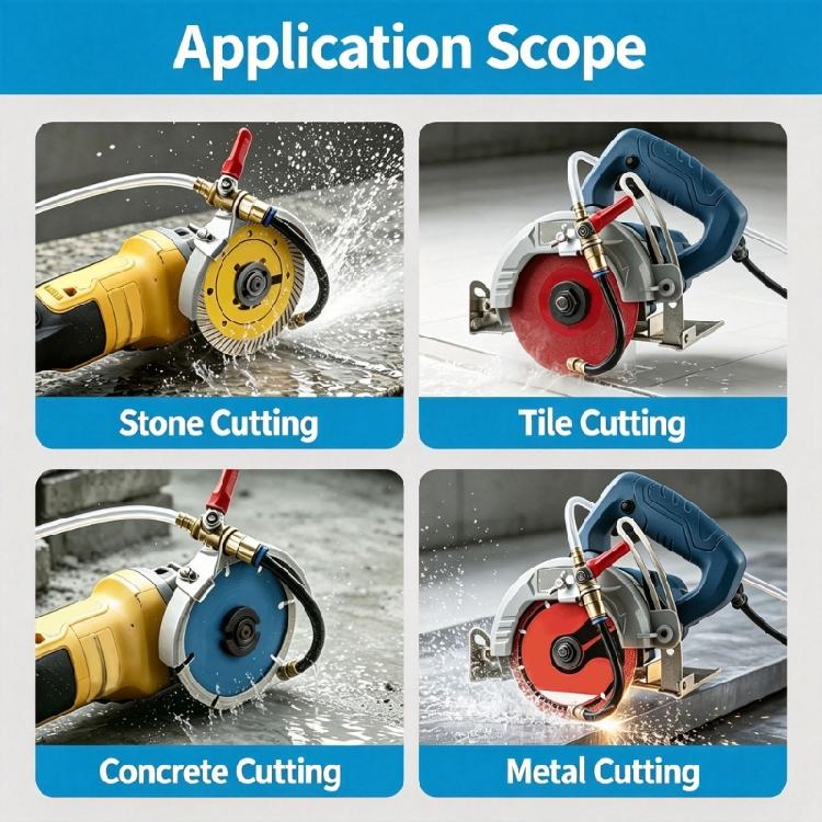 Metal Body Water Sprinkler Nozzle Attachment for Cutting Machine Work, Wet Cutting Dust Reduction Part for Concrete and Metal Cutting Tasks