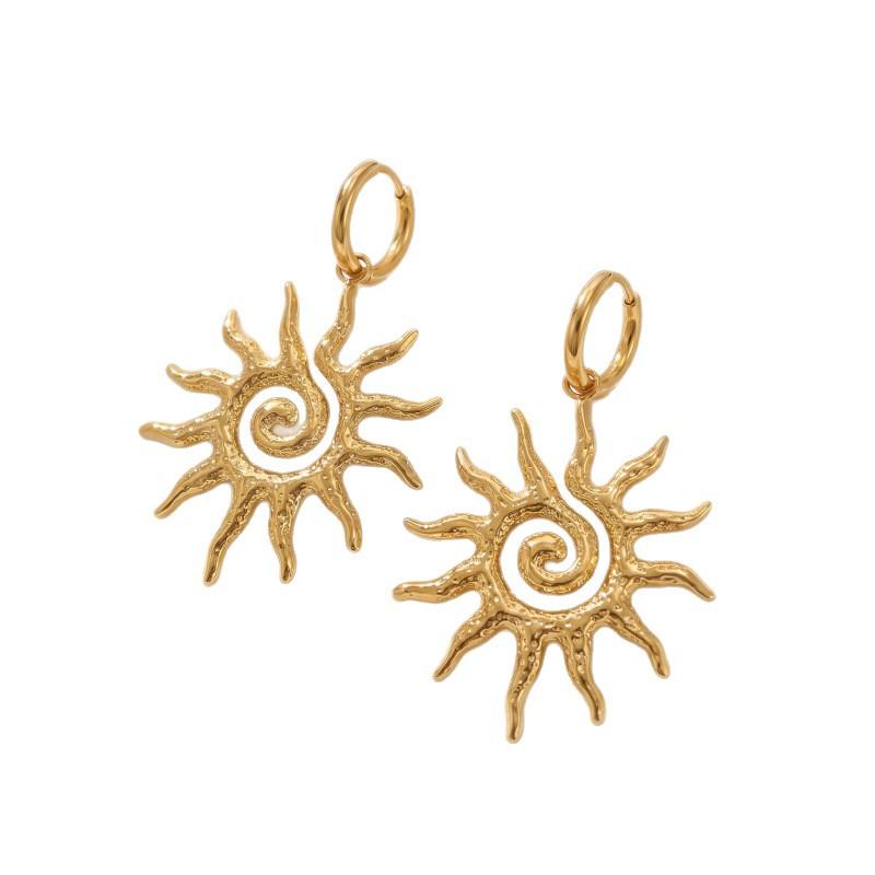 European and American spiral sun pendant necklace women's personality gold hollow pendant fashion simple neck chain