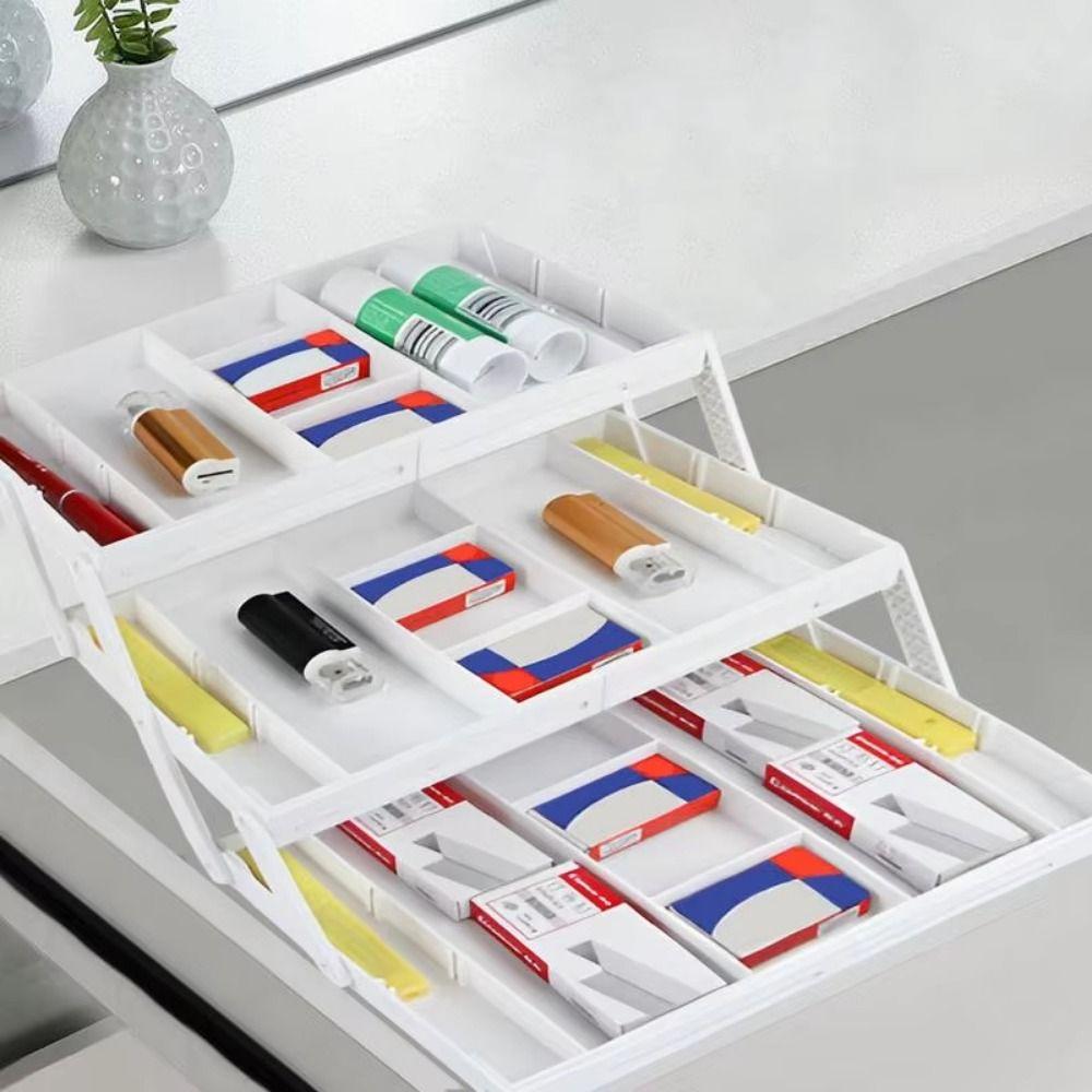 Multi Grid Drawer Organizer 2/3 Tier Flatware Storage Divider Cosmetics Utensils
