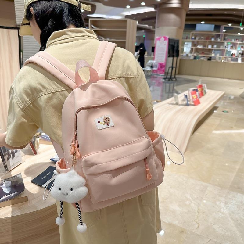 Schoolbag Japanese ins soft sister backpack Korean version solid color large capacity student schoolbag sweet and fresh girl casual backpack