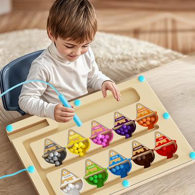Labirinto magnetico digitale con perline per la pratica di puzzle per bambini, gioco di allenamento per l'attenzione e la concentrazione per età 2-6