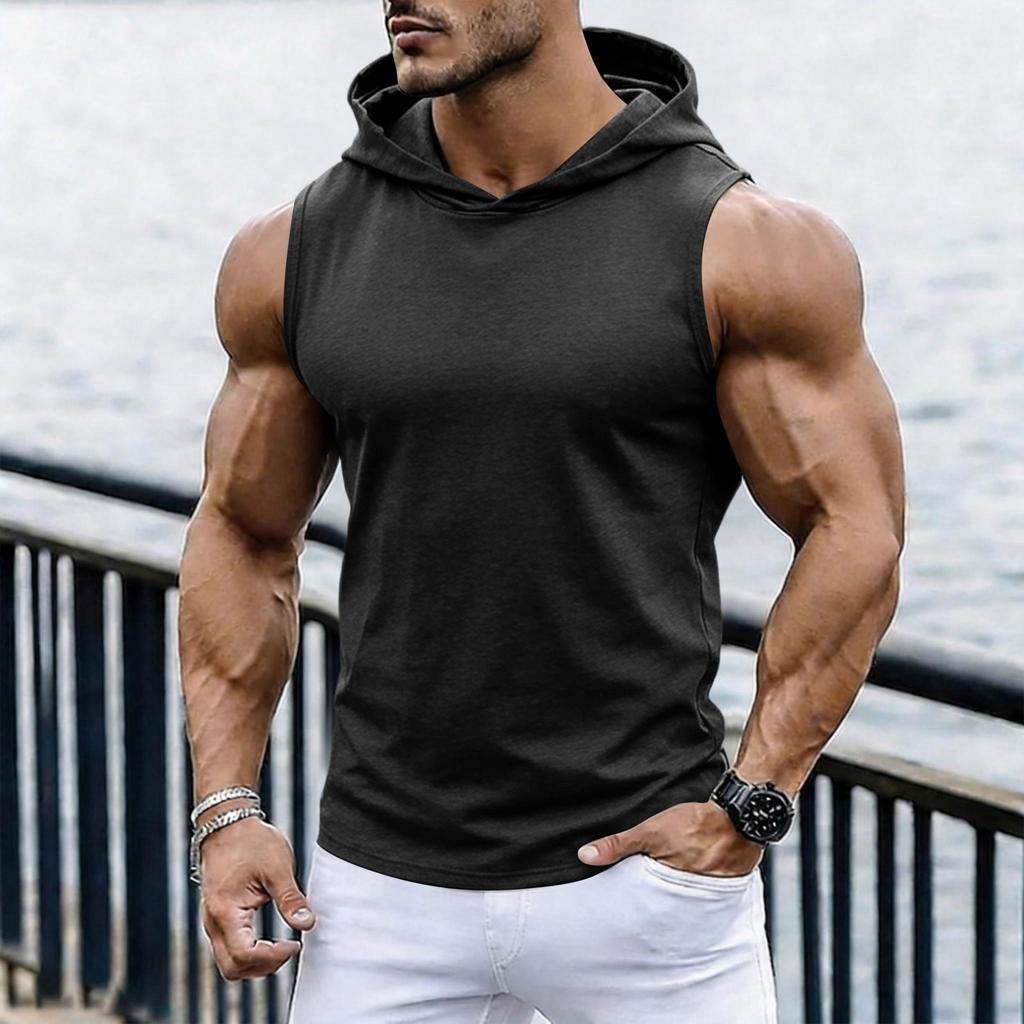 Men's Casual Fashion Sleeveless Hooded Tops | Lightweight Summer Hooded Tank Tops