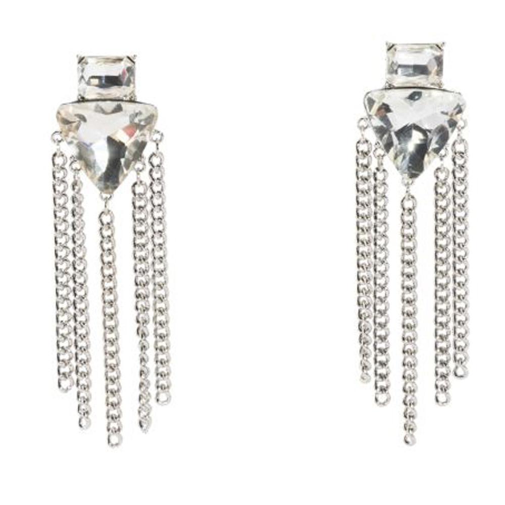 High-End Tassel Earrings, Nightclub Shine Rhinestone Stud Earrings Women S Earrings серебряный
