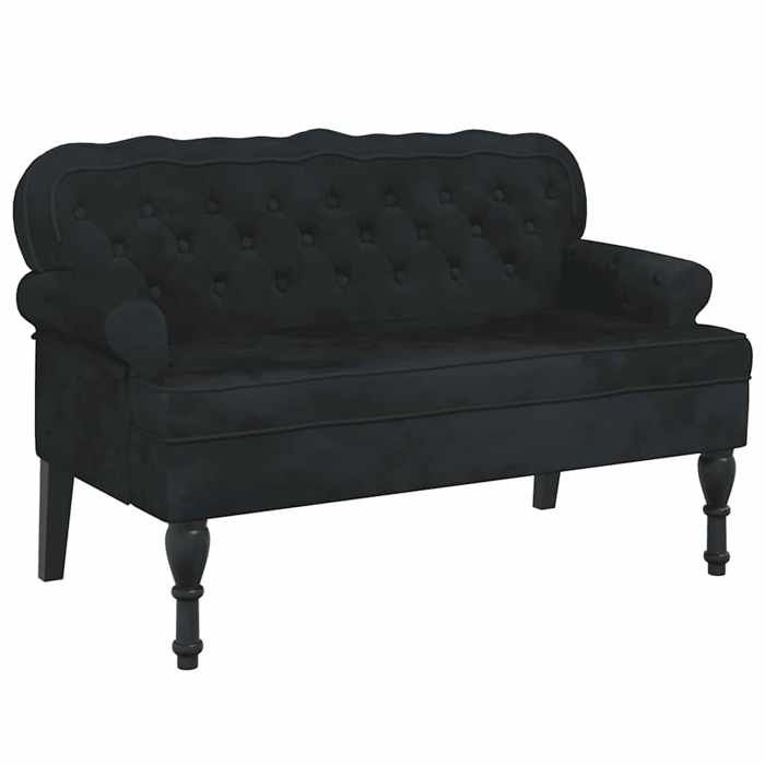 VidaXL Bench with Backrest, Sofa with Armrest, Banquette with Wooden Legs, Living Room Seat, Modern, Black 372161