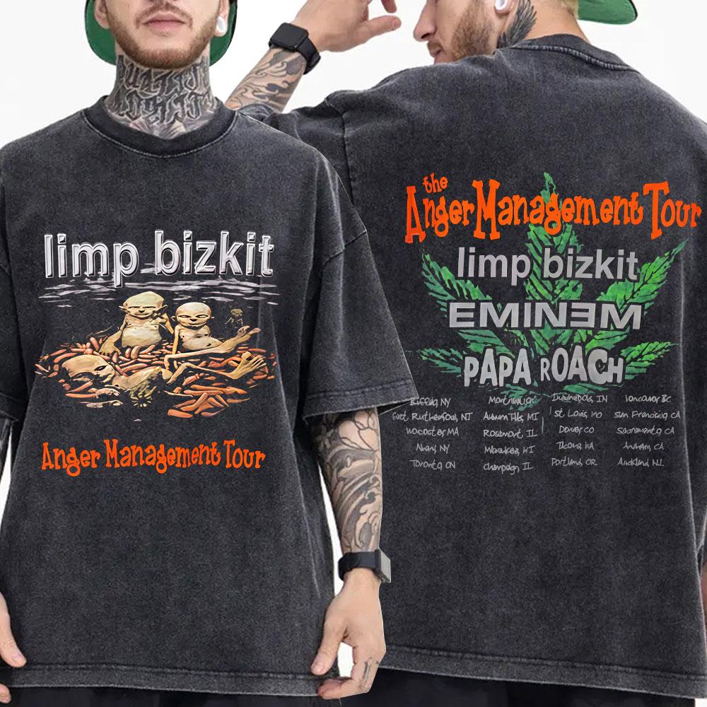 ZheXiong TEE Vintage Gewassen Rockband Limp Bizkit T-shirt Heren Dames Kleding Mode Hip Hop Gothic Oversized Korte Mouw T-shirt Streetwear 2XL