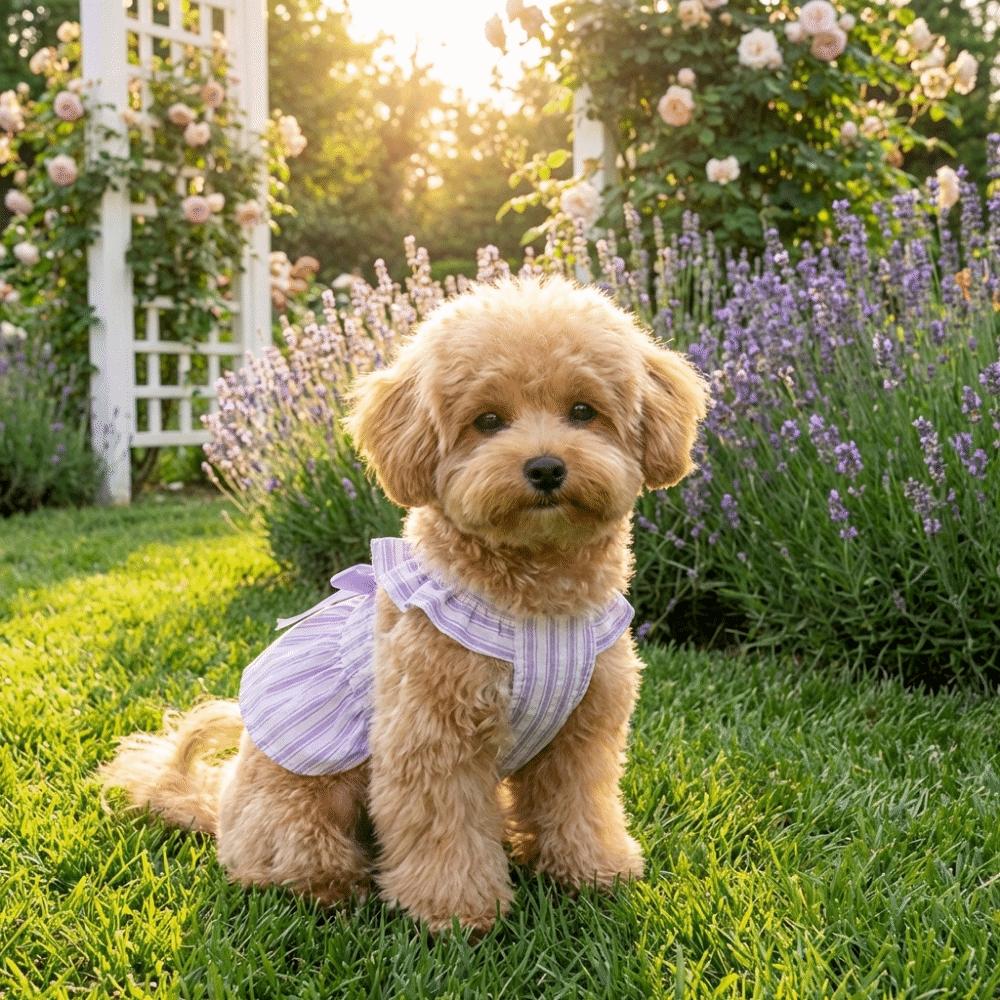 Fashion Flying Sleeve Dog Princess Dress Breathable Dreamy Striped Bows Pet Dresses Soft Comfortable Dog Clothes Summer