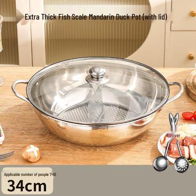 Premium 34cm Stainless Steel Non-stick Mandarin Duck Hot Pot