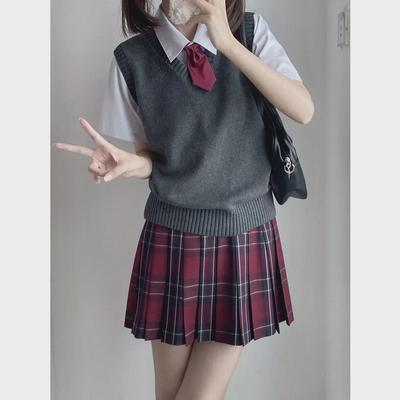Japon Kolej Stili V Yaka Kazak Yelek - İlkbahar ve Sonbahar için Düz Renk Örgü