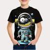 Summer Cartoon Astronaut Round Neck Short Sleeve Pattern T-shirt Fun Children's Clothing Boy's T-shirt