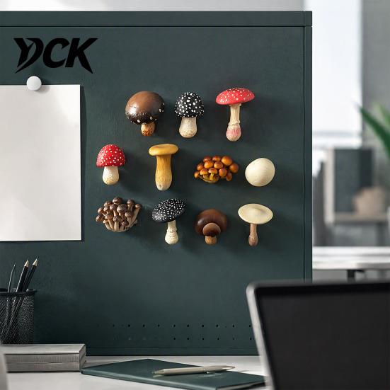 Hand Painted Mushroom Magnets 3D Refrigerator Magnet, Resin Fake Decorative Natural Theme Fridge Photo Notes Holder for Whiteboard Cabinet