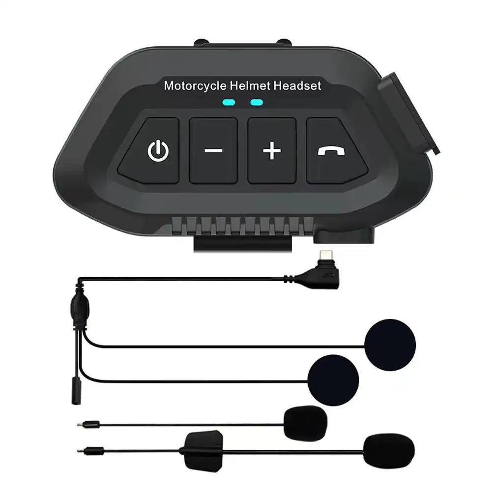 1200mAh Motorcycle Helmet BT5.3 Headset Wireless HandsFree Call Voice Assistant Waterproof Intercom System Moto Earphone Headset