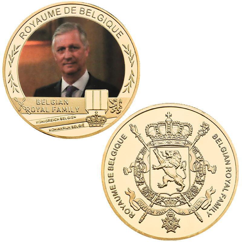 Medalie Comemorativă Regală Belgiană, Monede Comemorative, Set Cadou Artizanat Metalic, Insignă Metalică, Colecție, Include cutie cadou