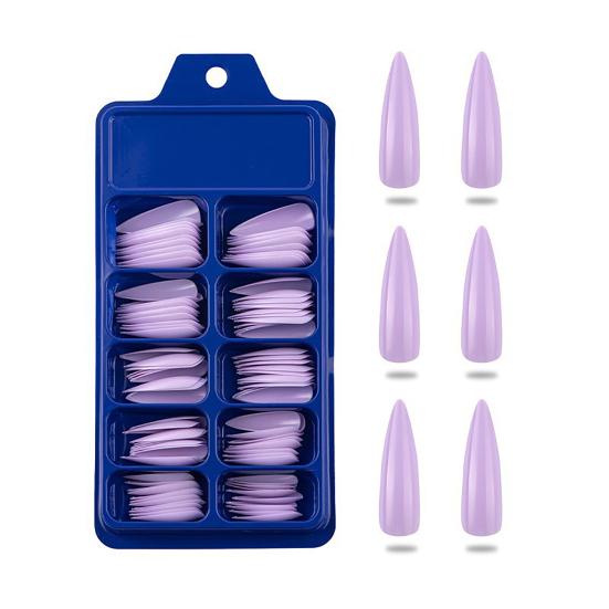 100 szt./zestaw Pełnoklejące Szpiczaste Sztuczne Paznokcie Jednolity Kolor Naklejki Manicure Akcesoria