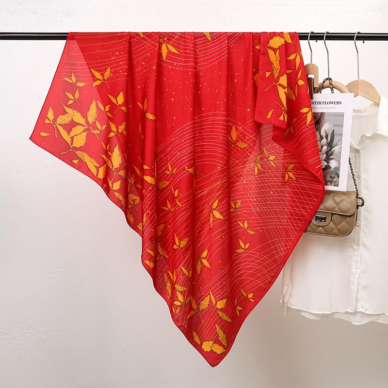 110cm Large Sqaure Scarf Printed Imitation Silk Scarf Women's Hadscarf
