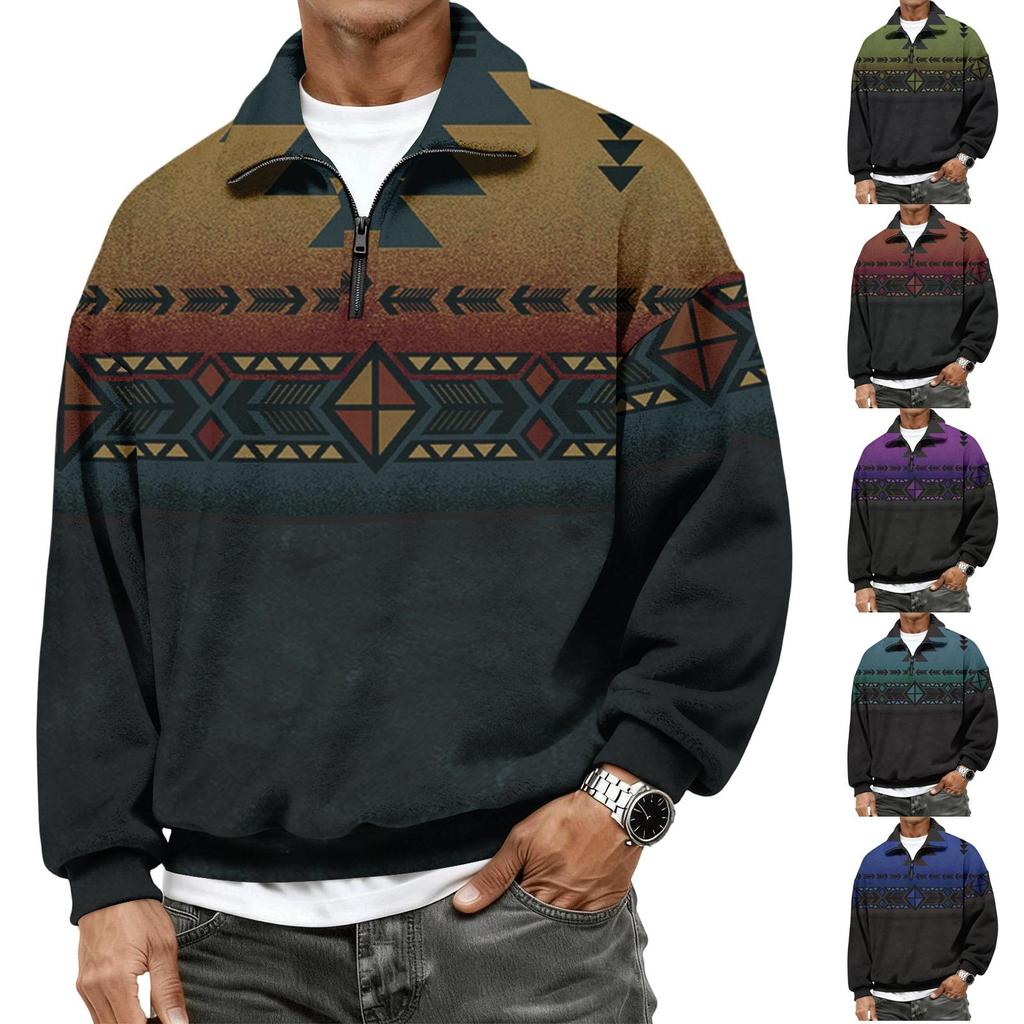 Men's Casual Flannel 1/4 Zip Long Sleeve Sweatshirt for Everyday Wear