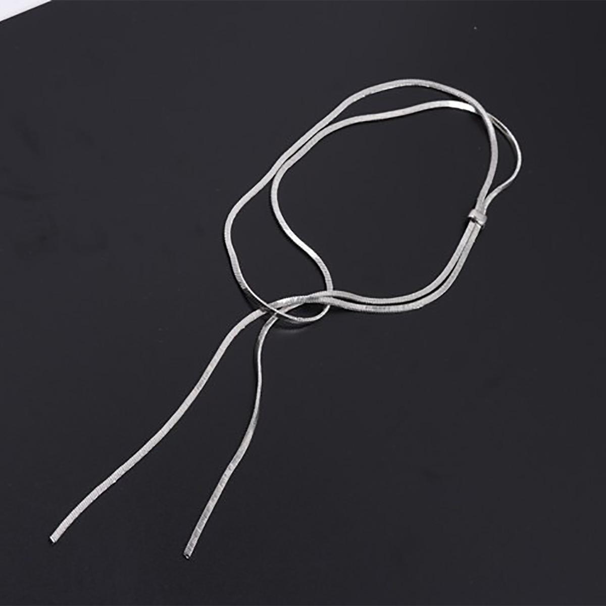 

Light luxury versatile super long snake bone chain can be pulled titanium steel necklace women s niche light luxury design high-end sweater chain tide
