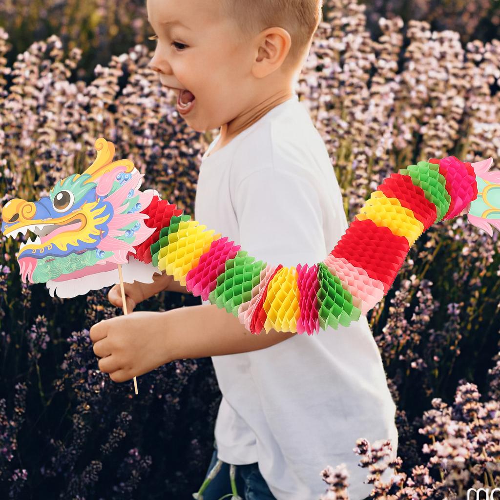 Paper Dragon Garland Chinese Style Party Hand Holding Decor Bright Color New Year Photo Prop Dragon Decorations Festival