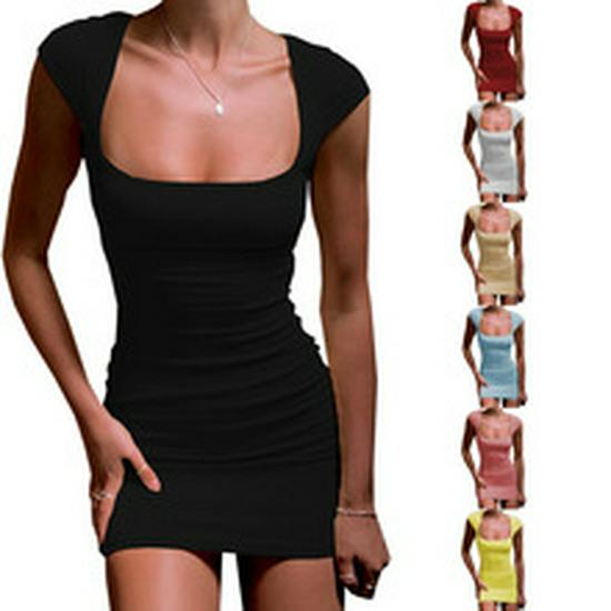 2026 Women's Sexy V-neck Cut-out Hip-hugging Summer Dress - European and American Style Short Sleeve.