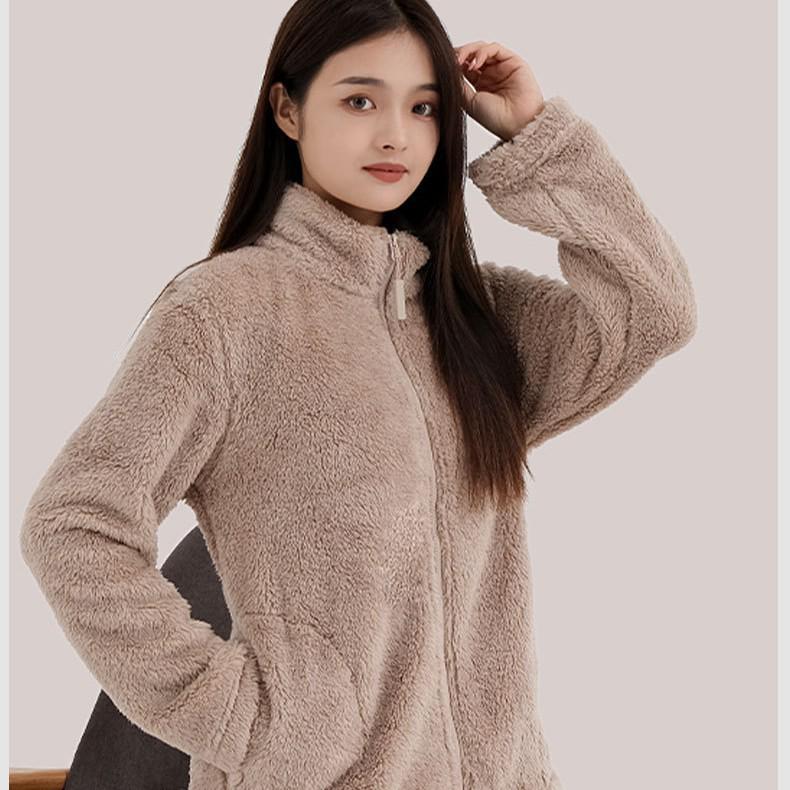 Women's Cloud Coral Fleece Pajama Set - Autumn/Winter 2025, High-Neck Flannel with Plush Velvet