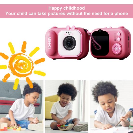 1 Set Kids Camera Dual Camera 4800W 1920x1080 Built-in Photo Templates Mini Cartoon Digital Camera Outdoor Supply