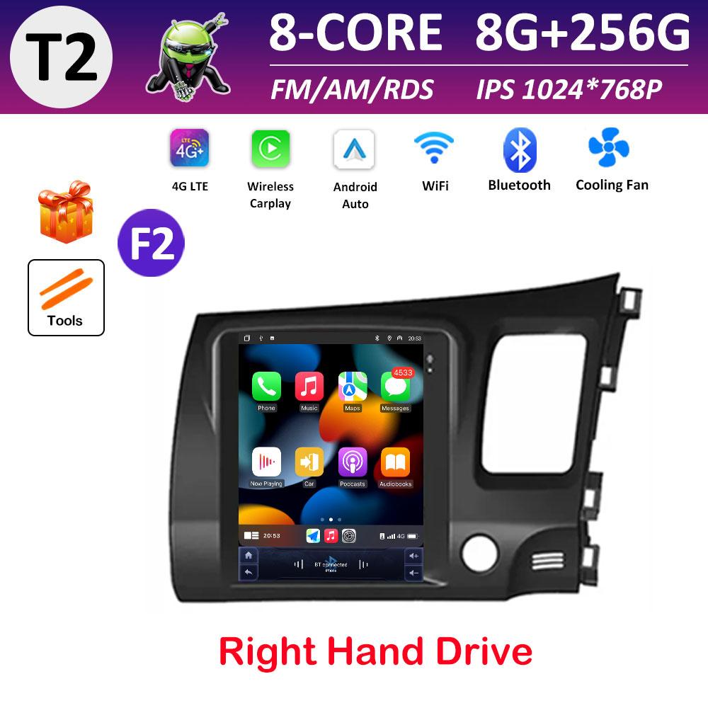 Car Multimedia Video Radio Player WIFI for Honda Civic 2005 2006 2007 2008 - 2012 Android OS Wireless Carplay GPS Navigation 4G