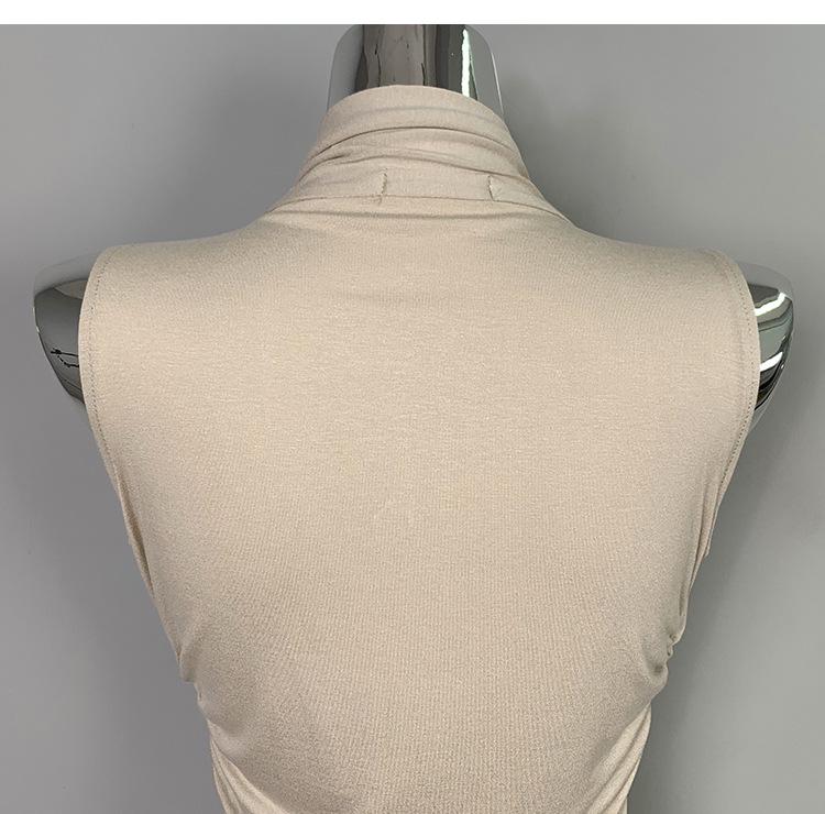 Korean Dongdaemun Pleated Sleeveless Slim-Fit Sash Top for Women