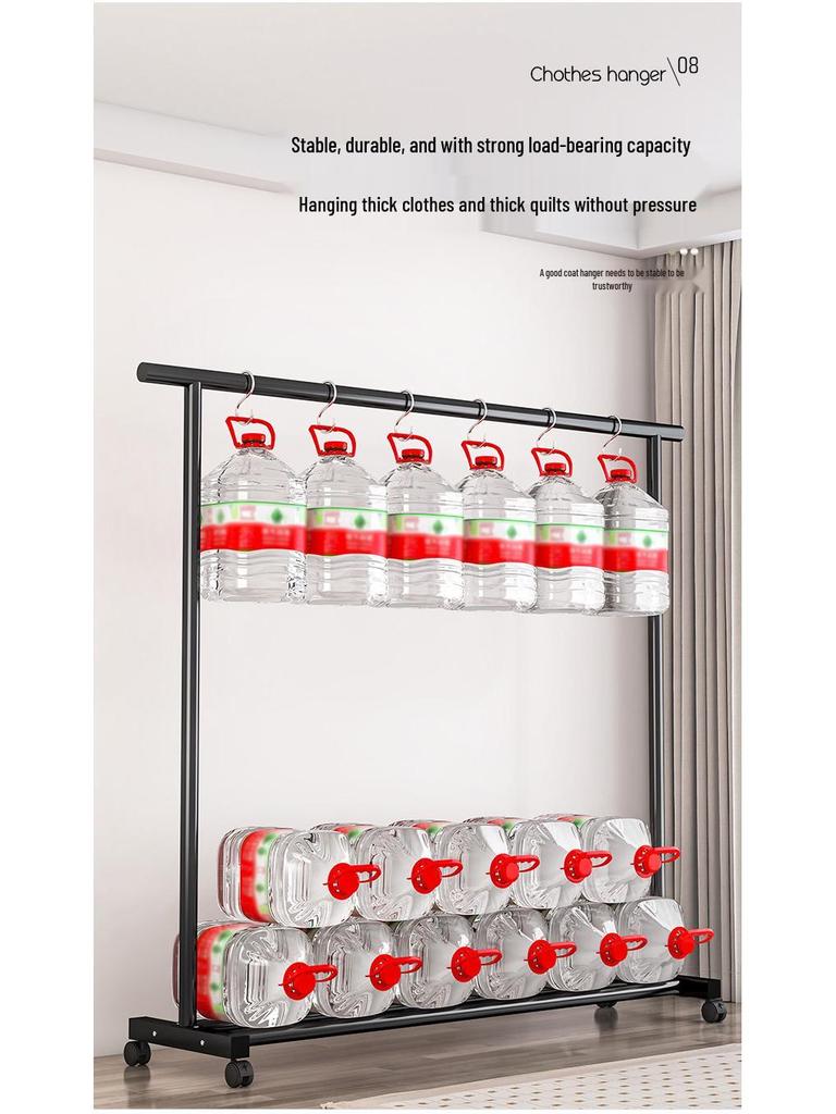 Floor Standing Clothes Rack and Coat Stand with Folding Single Pole for Bedroom or Dormitory.
