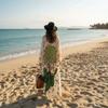 Boho Bikini Cover-ups Peacock Print Loose Maxi Dress Fashion Long Dress Beachwear  For Women