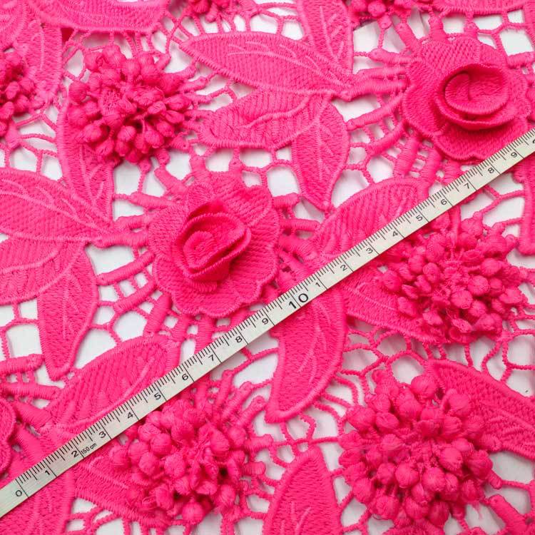 Water-soluble lace fabric, milk silk embroidery full width, three-dimensional hollow embroidery cloth, heavy industry multi-layer decal, rose red