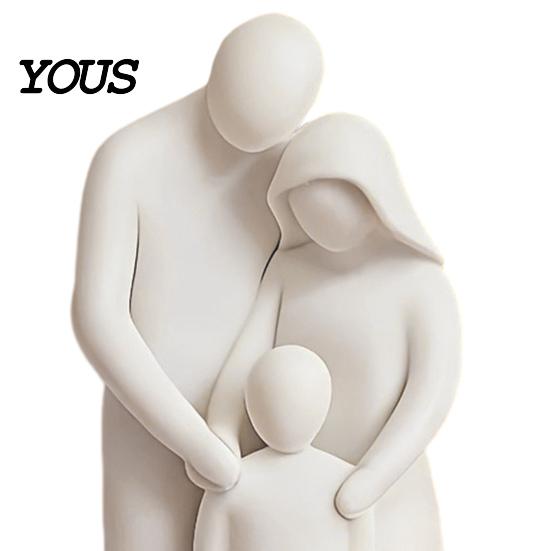 Minimalist Family Decor of 3 Figurine, 3D Printed Parents And Kids Statue, Office Desk Accessory Abstract Sculpture for Living Room