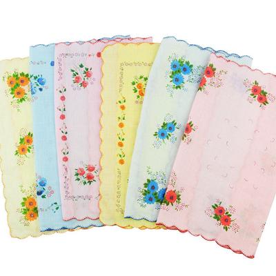 12PC Kadın Çiçek Baskı Vintage Mendiller Kare Mendiller