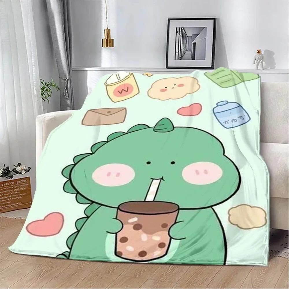 Cute Cartoon Dinosaur Printed Throw Blanket  Soft  Warm  Perfect for Home Travel Picnics  Ideal Birthday Gift