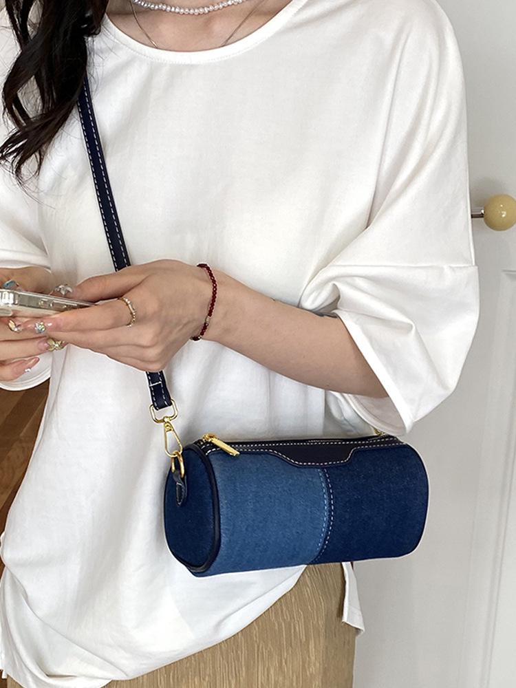Women's 2026 Versatile Denim Cylinder Bag - Crossbody & Single-Shoulder