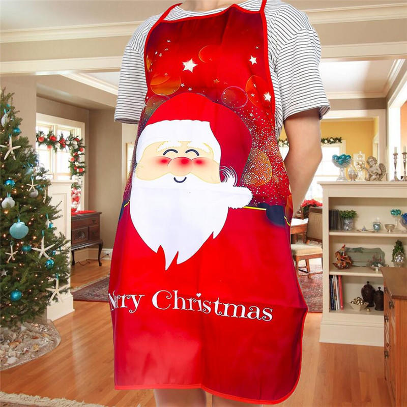 New-Year Snowman Pattern Christmas Apron Home Cooking Kitchen Decoration Apron Adult Antifouling Christmas Decorations