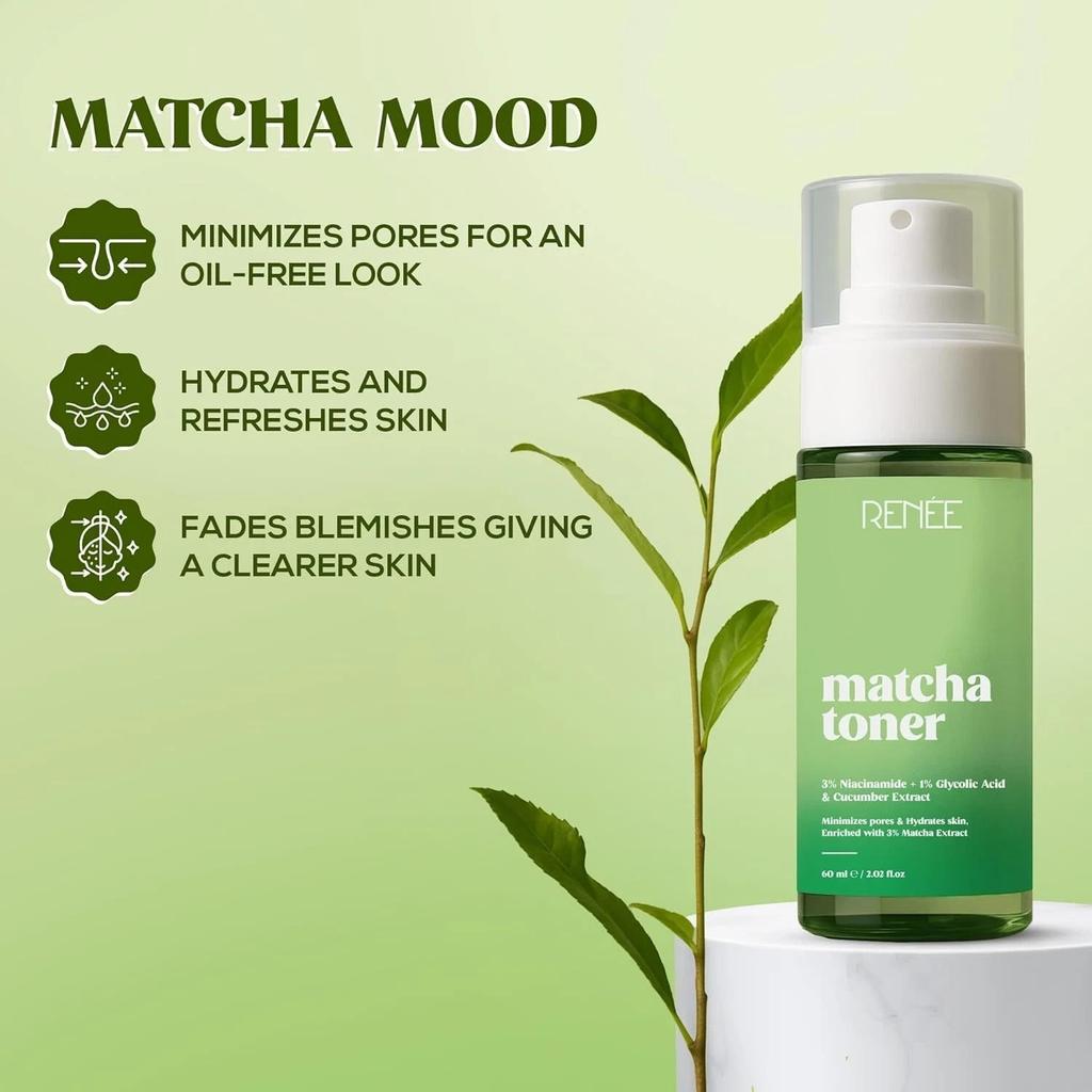 RENEE 3% Niacinamide & Cucumber Extract Matcha Face Toner - 60 ml
