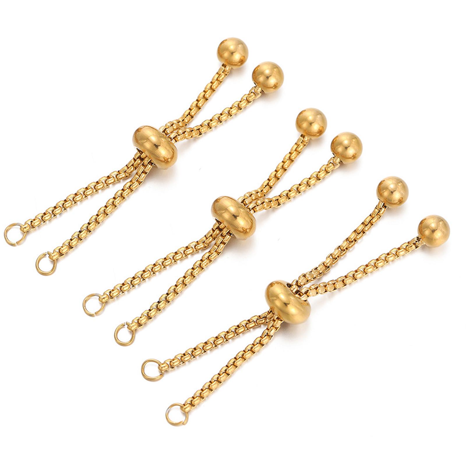 

Набор из 3 регулируемых цепочек из нержавеющей стали, удлинительная цепочка для ювелирных изделий, удлинительная цепочка для браслетов и изготовления ювелирных изделий 2 золотой