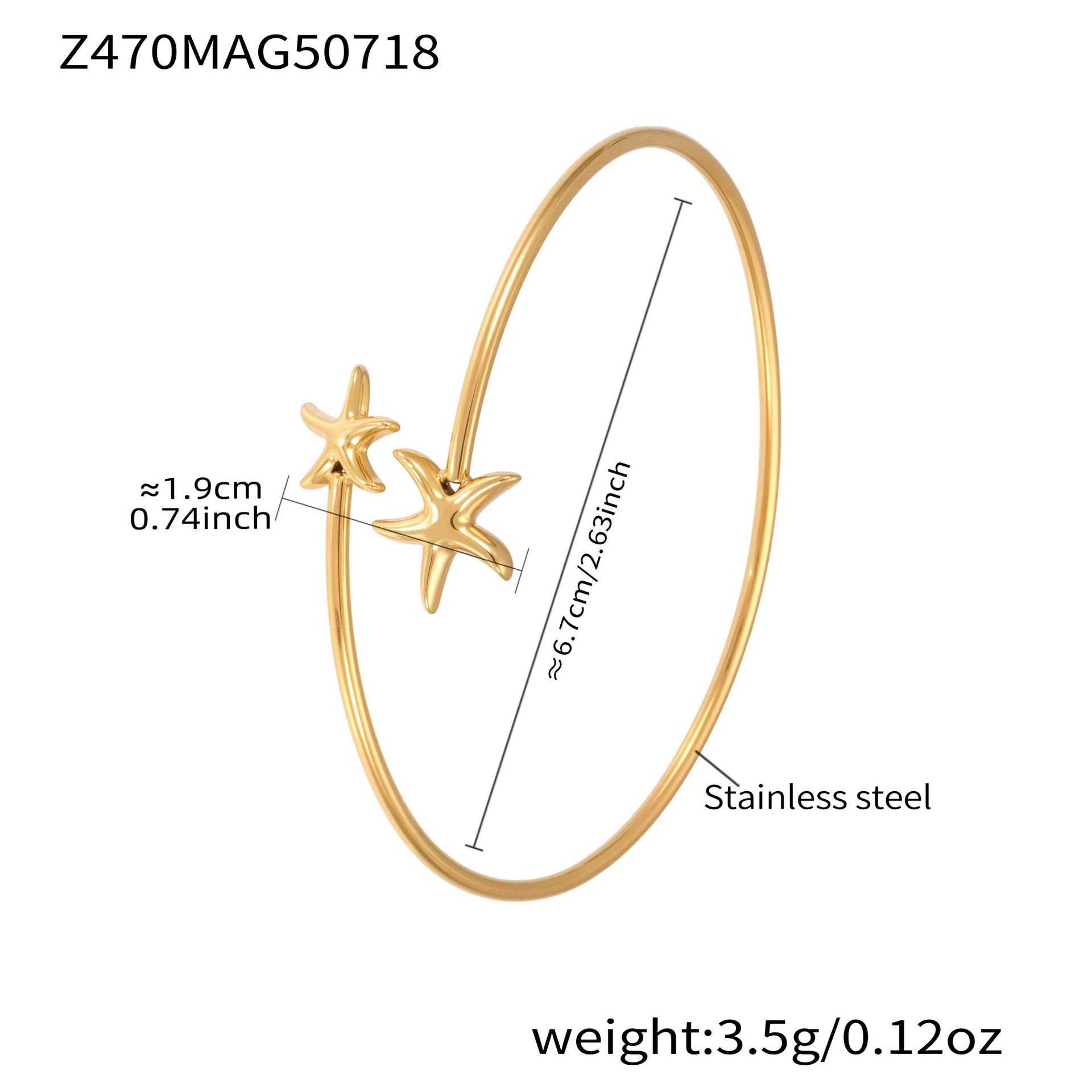 Exquisite Qiong Yao 5A Zircon Starfish Bee Bracelet, Stainless Steel with 18K Gold Plating, Elastic and Adjustable.
