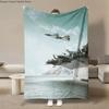 Warm Soft Vintage Planes Print Blanket Fluffy Children and Adults Sofa Plush Bedspread Picnic Throw Blanket for Sofa Bed Gifts