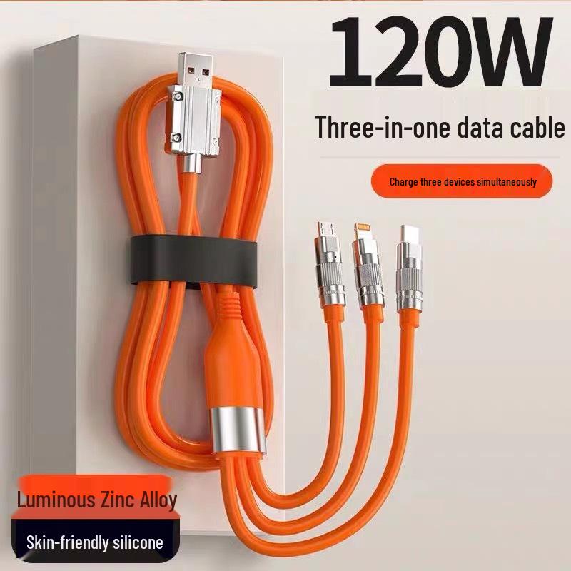 120W Zinc Fast Charging 3-in-1 Cable for Apple, Huawei, Android, Xiaomi