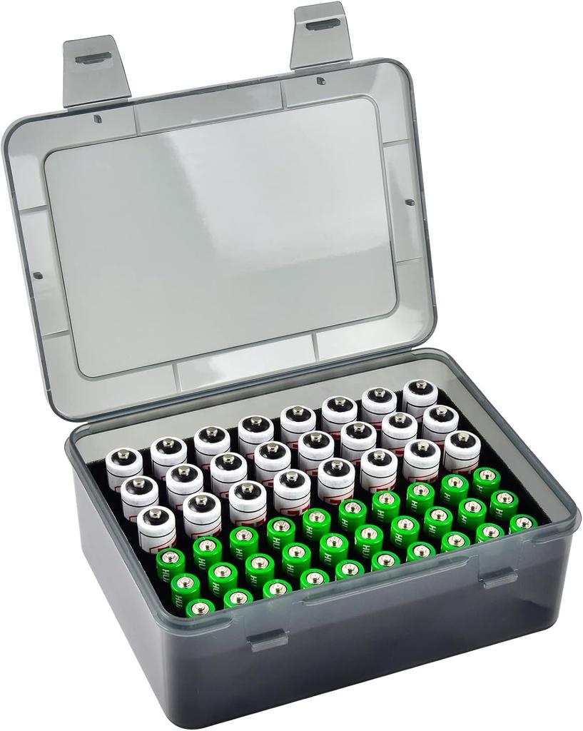 Battery Storage Organizer Holder Holds 54 AA AAA Batteries, Battery Box Case Garage Container,Home Drawer Organization Dispenser