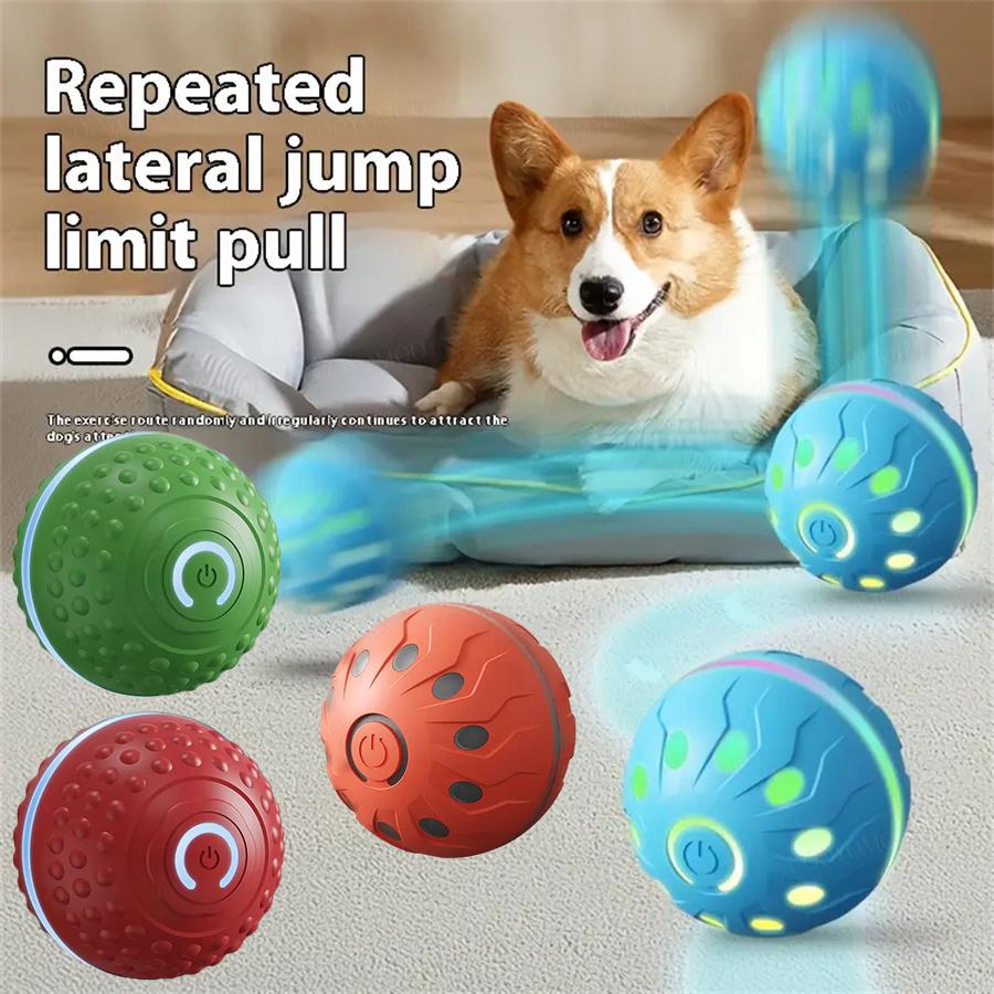 Smart Dog Toys Ball Electronic Interactive Cat Toy Pet Jump and Rolling Ball USB Automatic Moving Bouncing for Large Medium Dogs