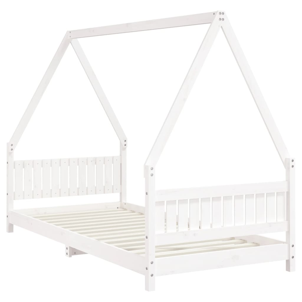 Vidaxl Children's Bed Frame, White, 90X200 Cm, Pine Wood